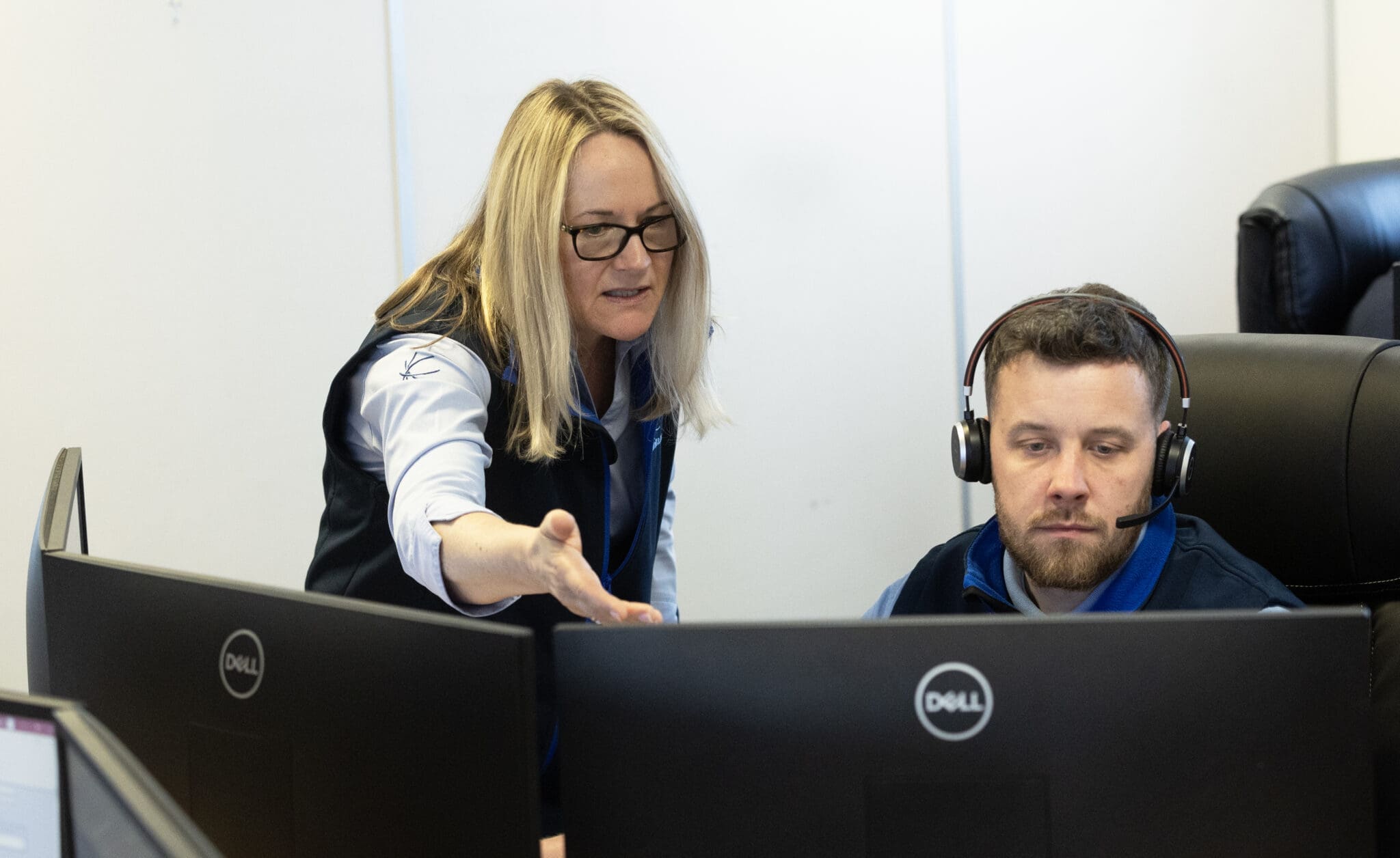 woman teaching a man